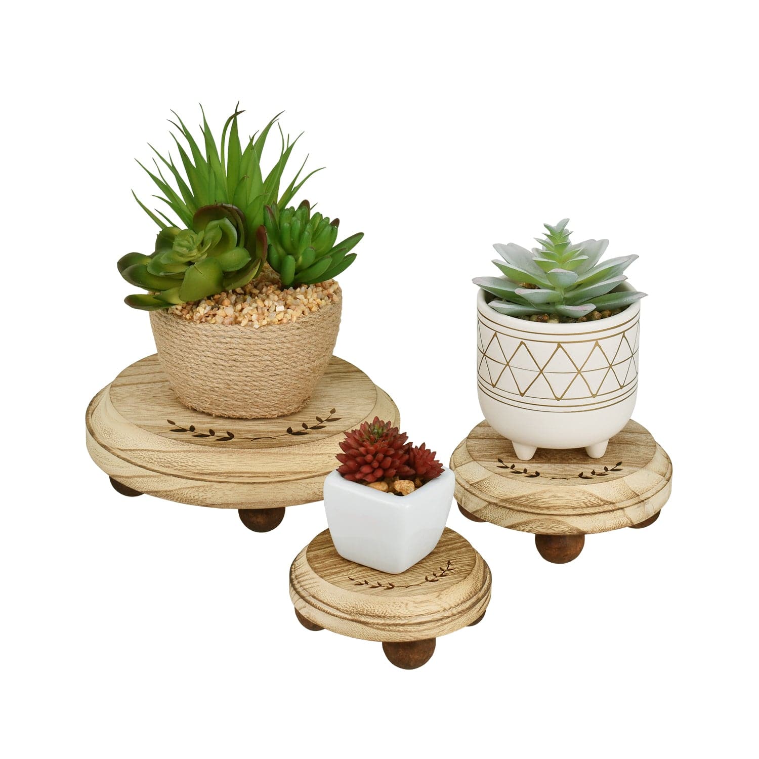 #WD3331-OK 3Pcs Set Stackable Wood Riser Display Stands