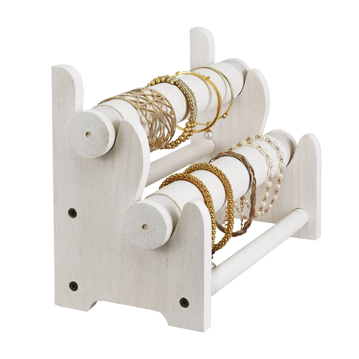 #WD3802 Wooden 2 Tier Bar Jewelry Bracelet Bangle Holder
