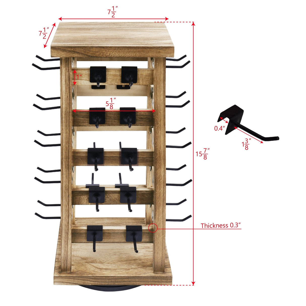 #WD4020 Wood Rotating Jewelry Storage Earrings Display