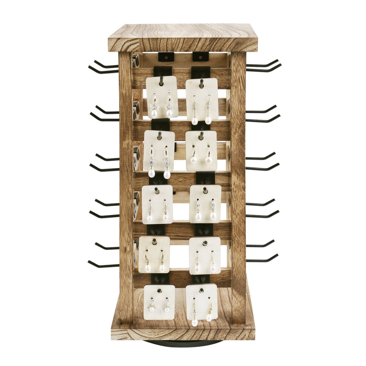 #WD4020 Wood Rotating Jewelry Storage Earrings Display
