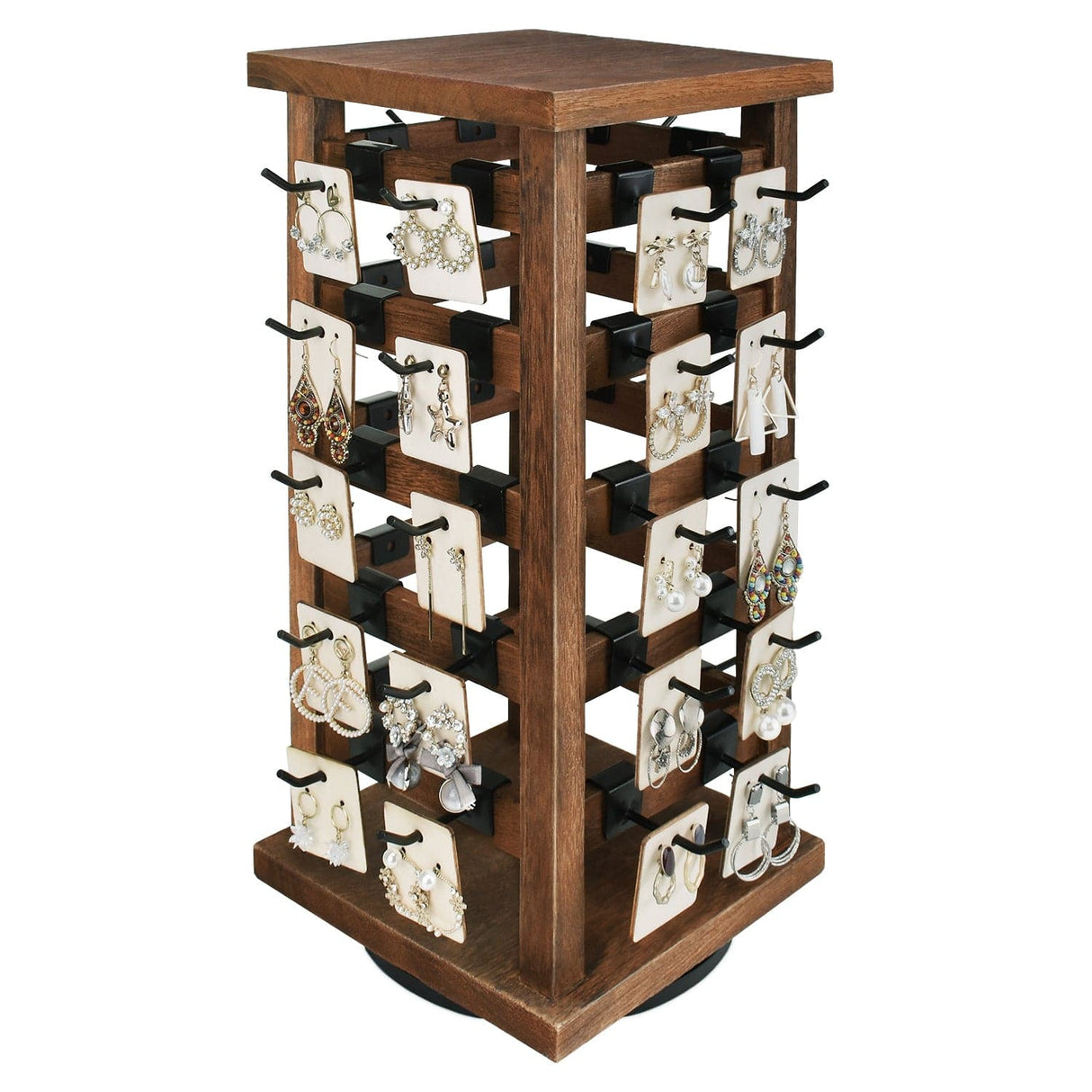 #WD4020 Wood Rotating Jewelry Storage Earrings Display