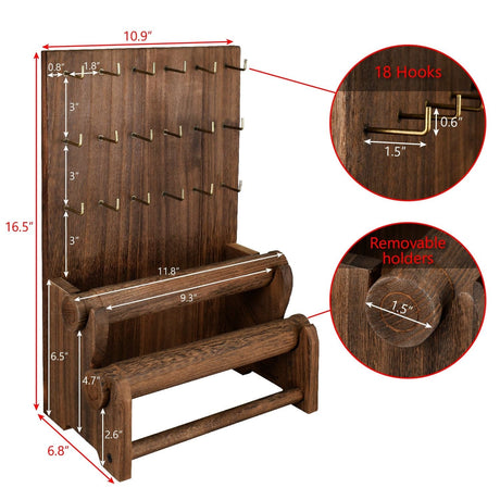 #WD4802 18 Hooks Wood Jewelry Display Stand