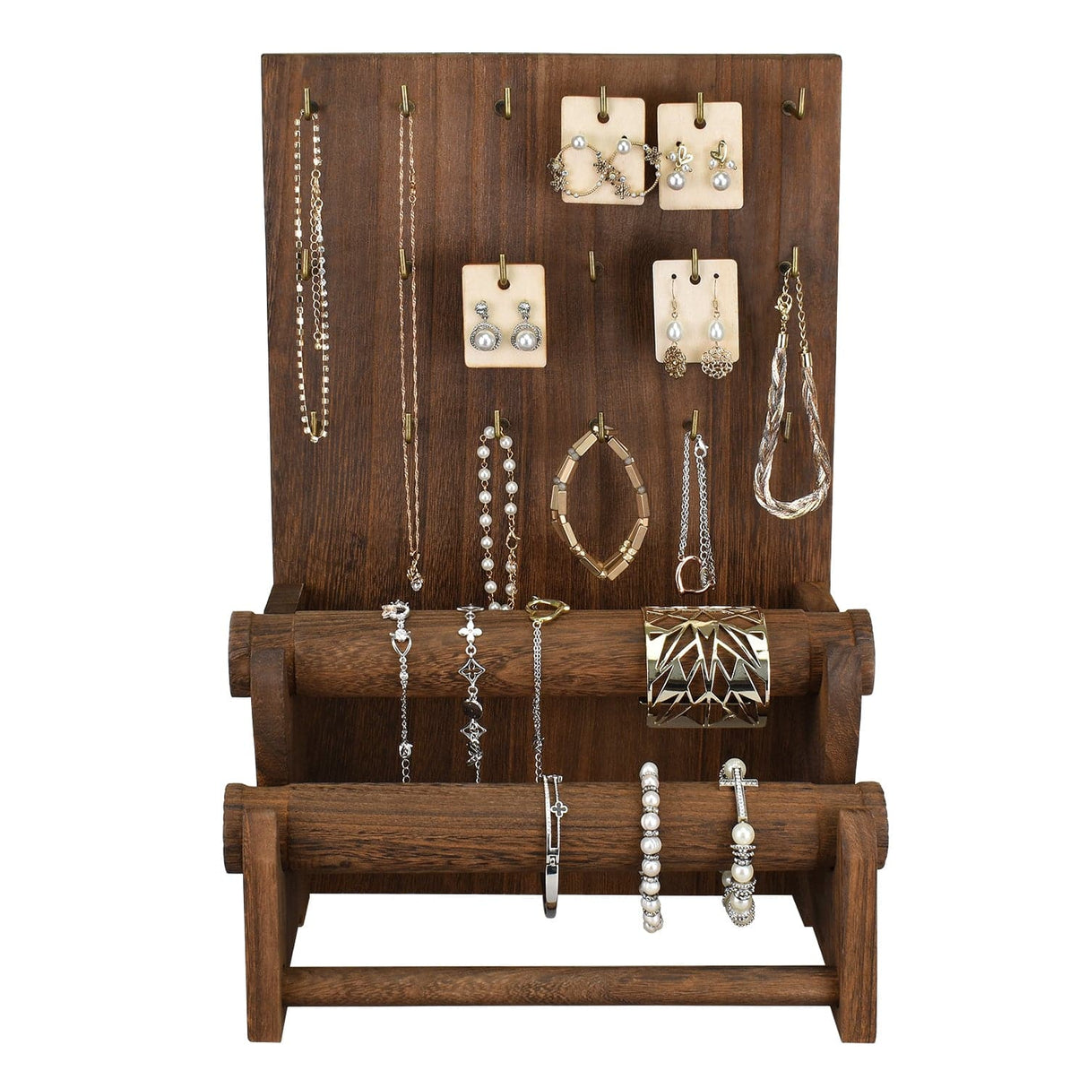 #WD4802 18 Hooks Wood Jewelry Display Stand