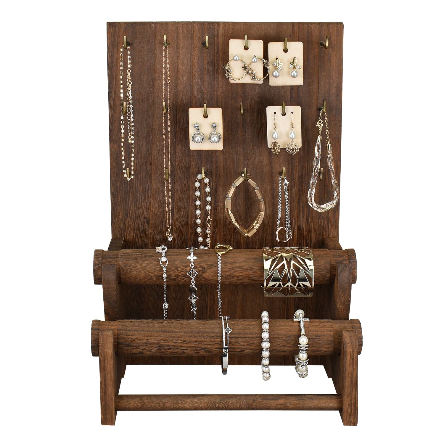 #WD4802 18 Hooks Wood Jewelry Display Stand