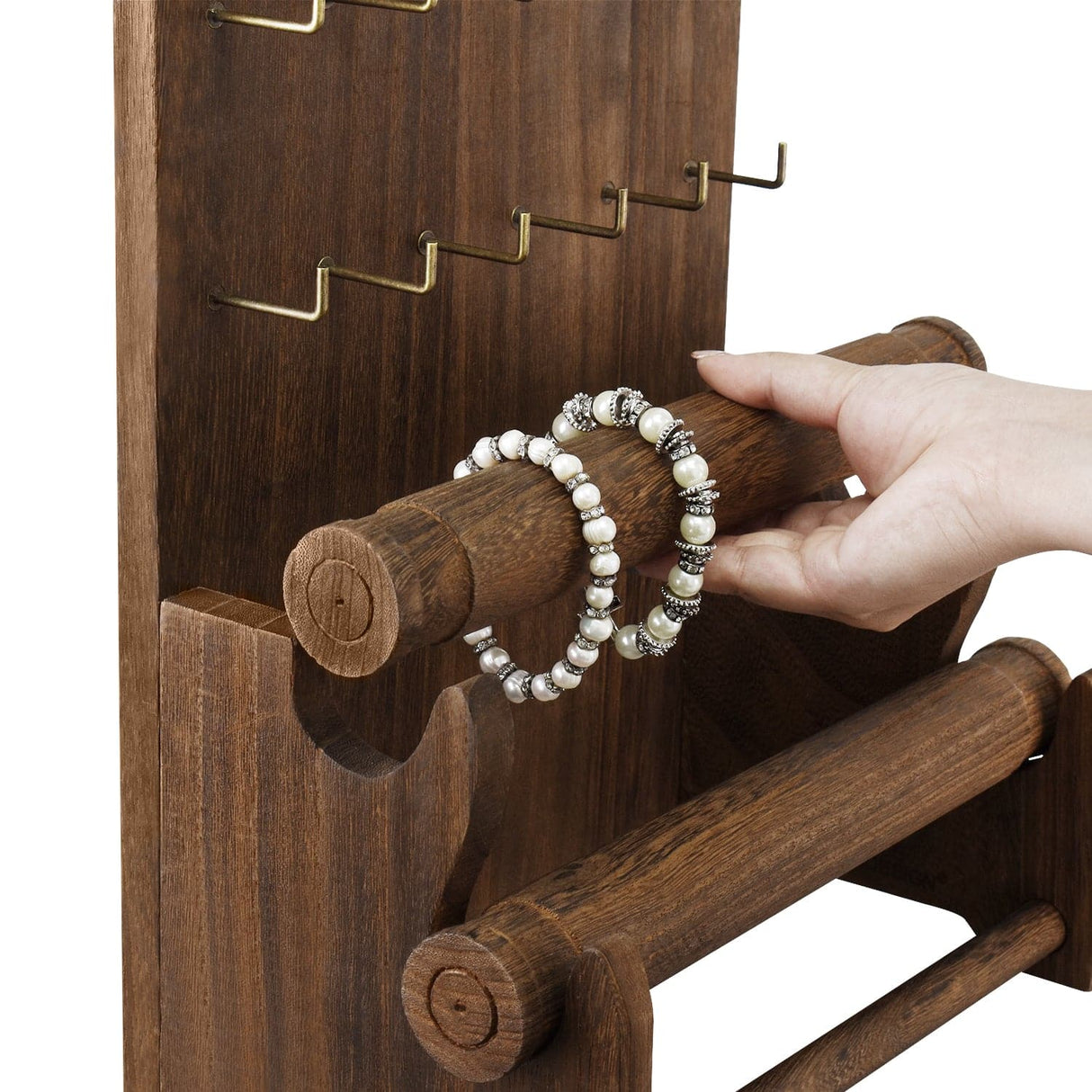 #WD4802 18 Hooks Wood Jewelry Display Stand
