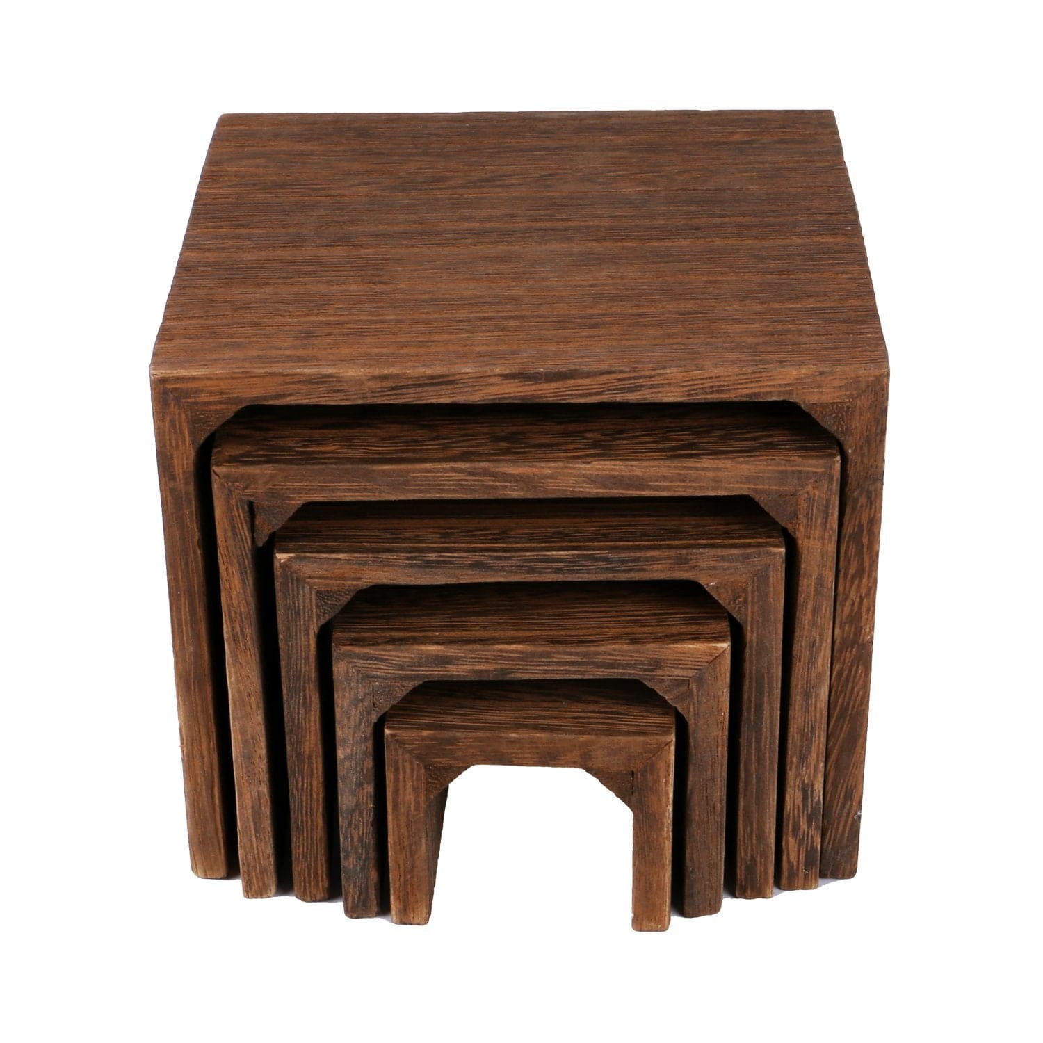 #WD525BR 5 Pieces Wooden Multi Functions Jewelry Display Riser, Brown Color