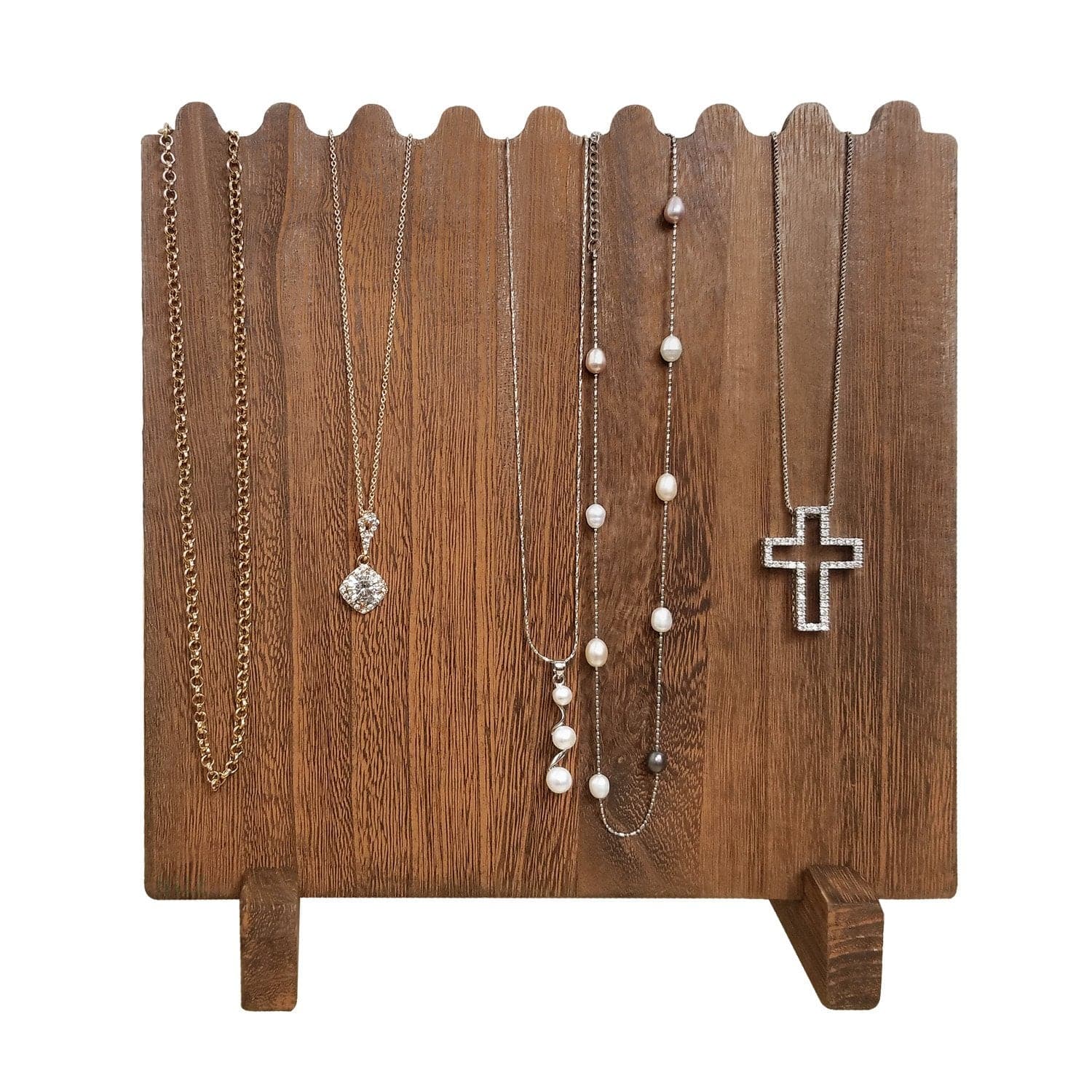 #WD609 Wooden Plank Jewelry Necklace Display Stand for 8 Necklaces