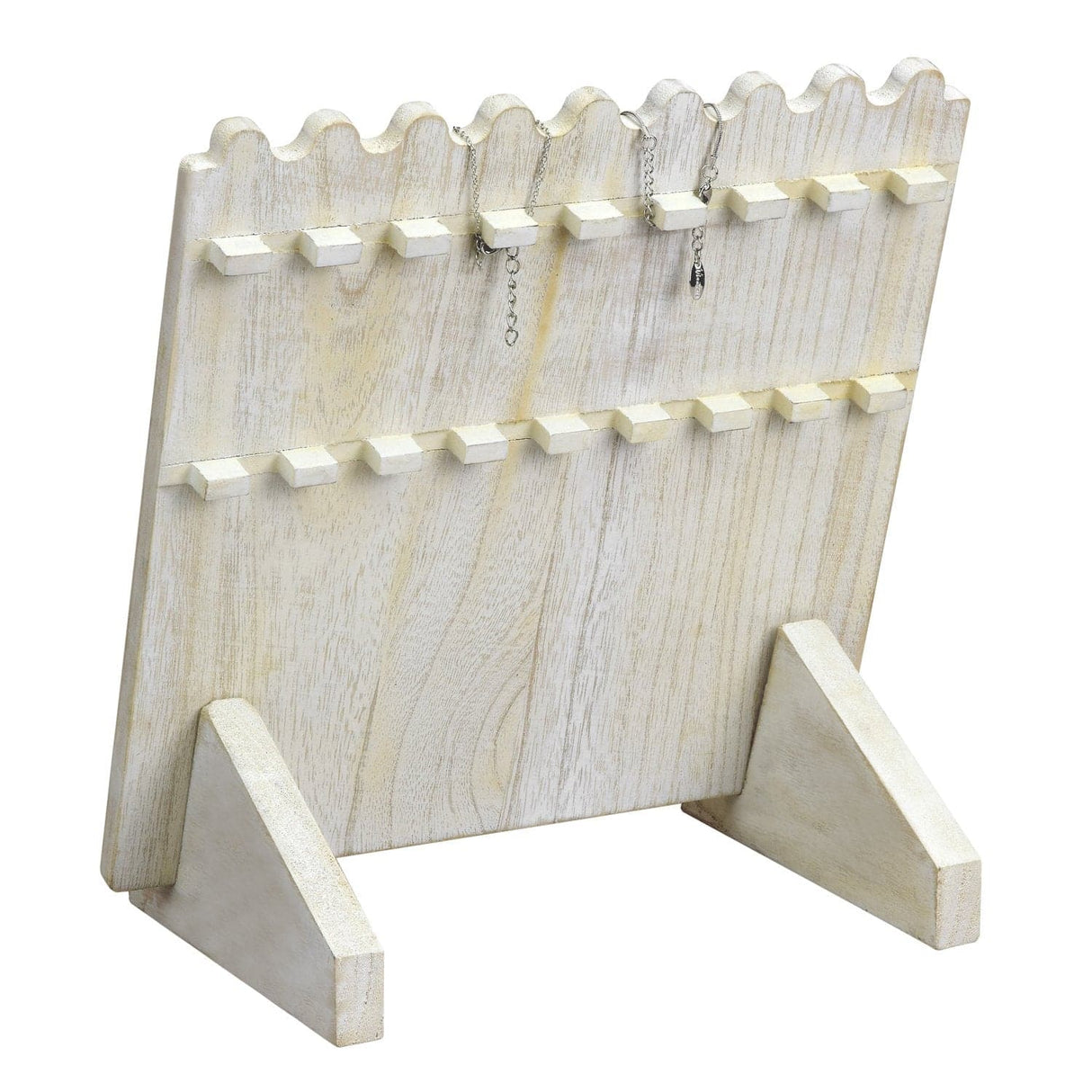 #WD609-WH Wooden Plank Necklace Jewelry Display Stand for 8 Necklaces