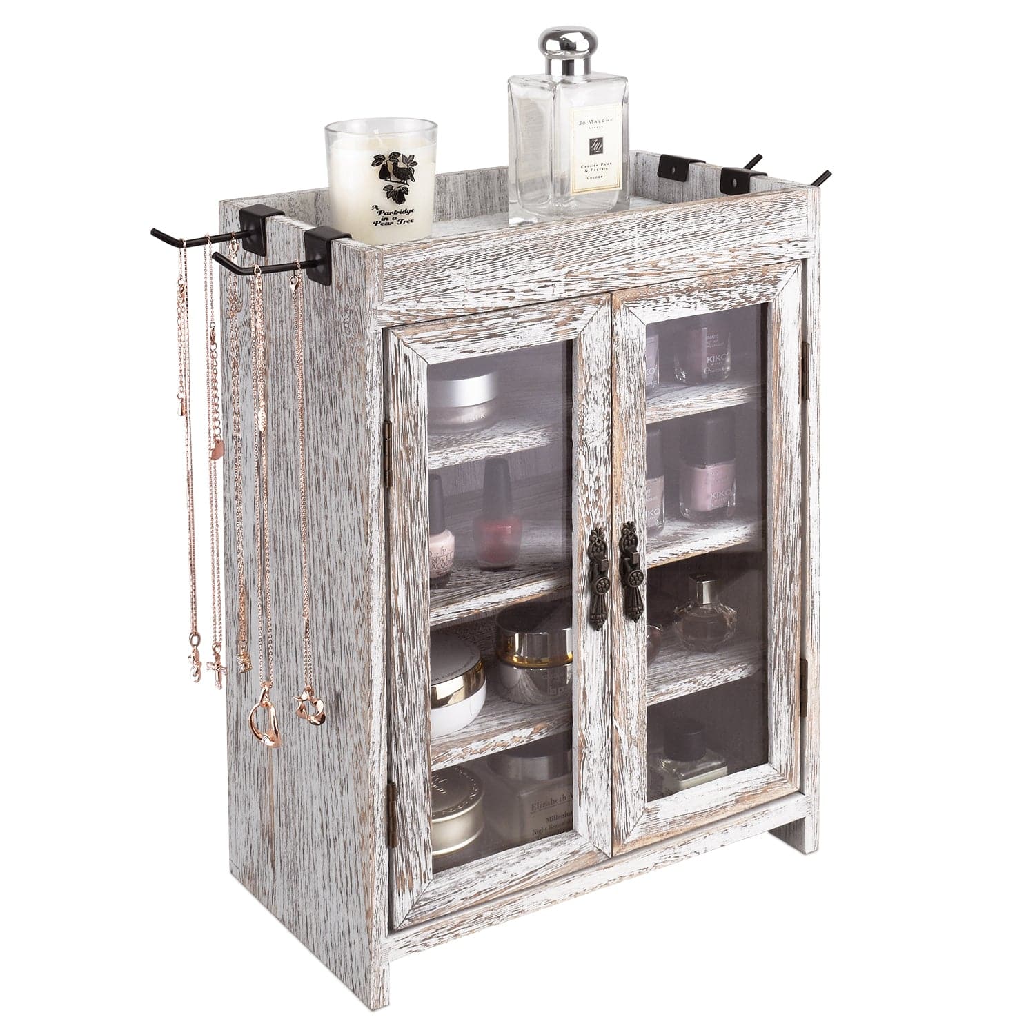 #WD7640 Wooden Countertop Multipurpose Storage Cabinet  4 hooks