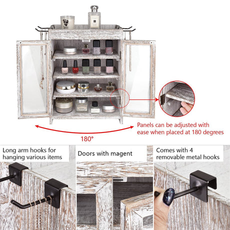 #WD7640 Wooden Countertop Multipurpose Storage Cabinet  4 hooks