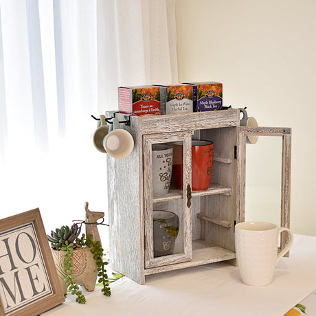 #WD7640 Wooden Countertop Multipurpose Storage Cabinet  4 hooks