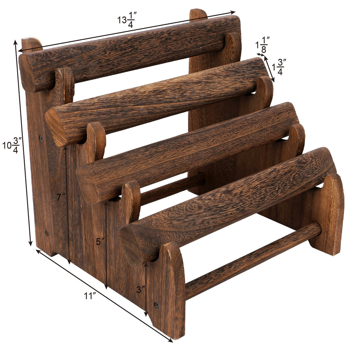 #WD7804BR Oval Shape Wooden 4 Tiered Bracelet Display