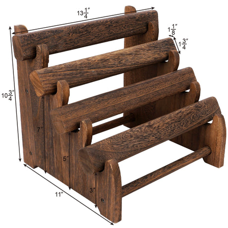 #WD7804BR Oval Shape Wooden 4 Tiered  Bracelet Display