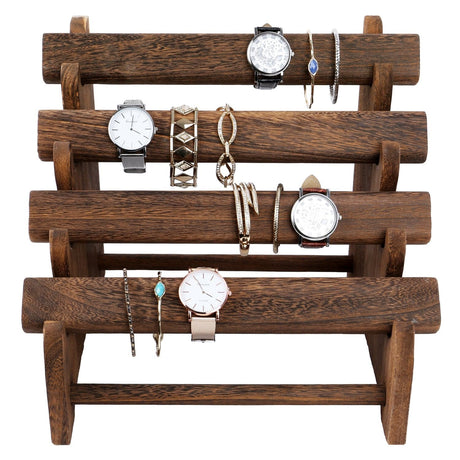 #WD7804BR Oval Shape Wooden 4 Tiered  Bracelet Display