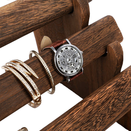 #WD7804BR Oval Shape Wooden 4 Tiered  Bracelet Display