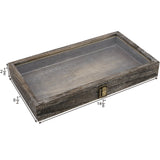 #WD83CL-CF Wooden Jewelry Display Case with a Tempered Glass Top Lid