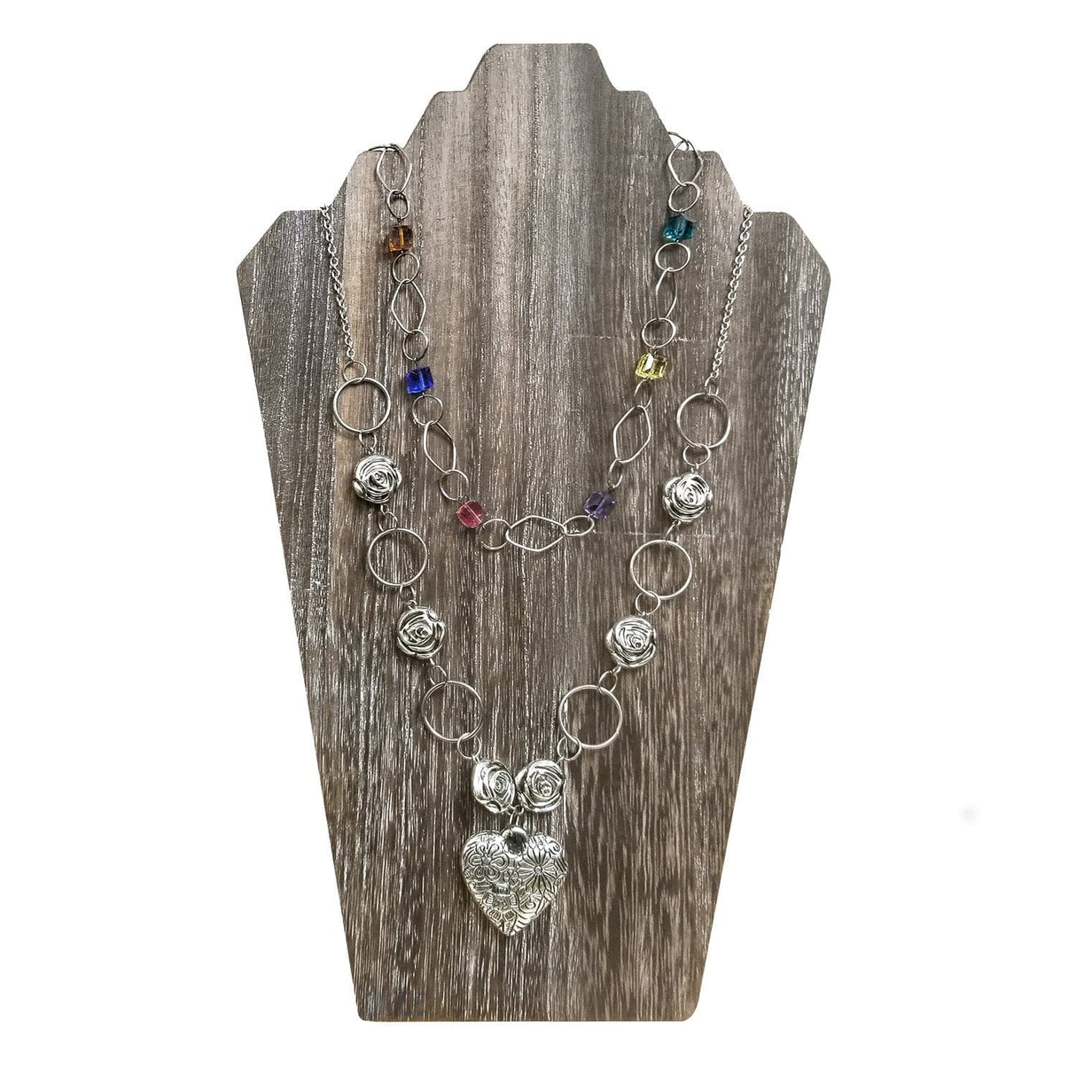 #S-WDN60-1x2 Wooden Jewelry Display Bust with Easel