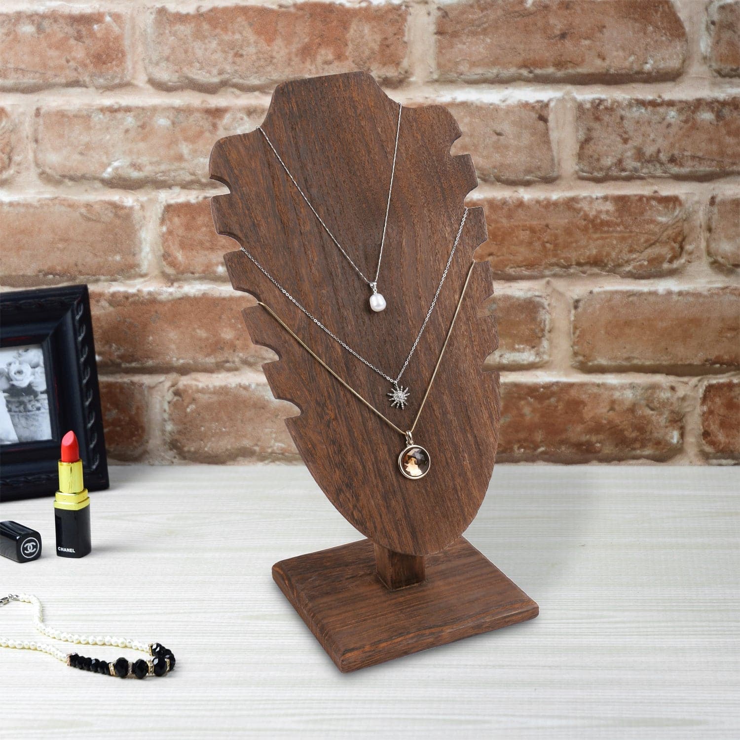 #WDN6371BR Freestanding Necklace Display Easel Stand Holder