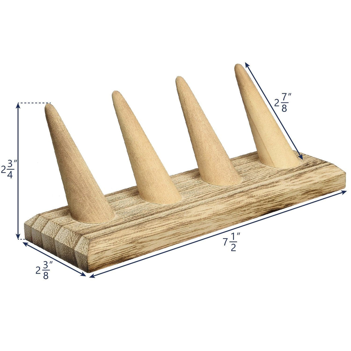 #WDT324R-OK Wooden Finger Ring Holder Stand Jewelry Display for 4 Rings