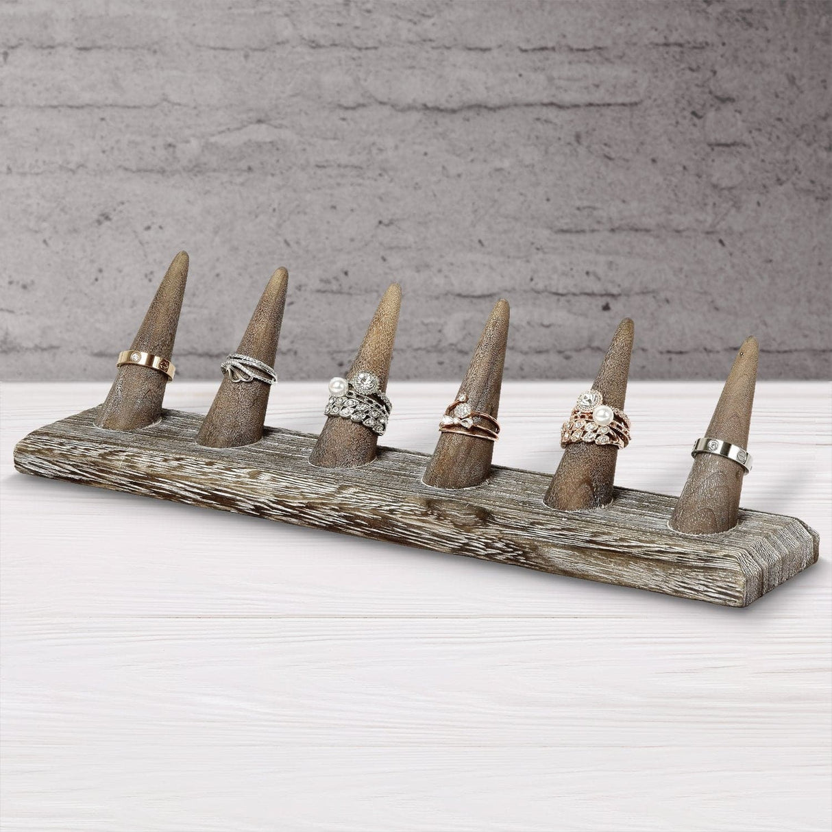 #WDT326RX2 Wooden Finger Ring Holder Stand