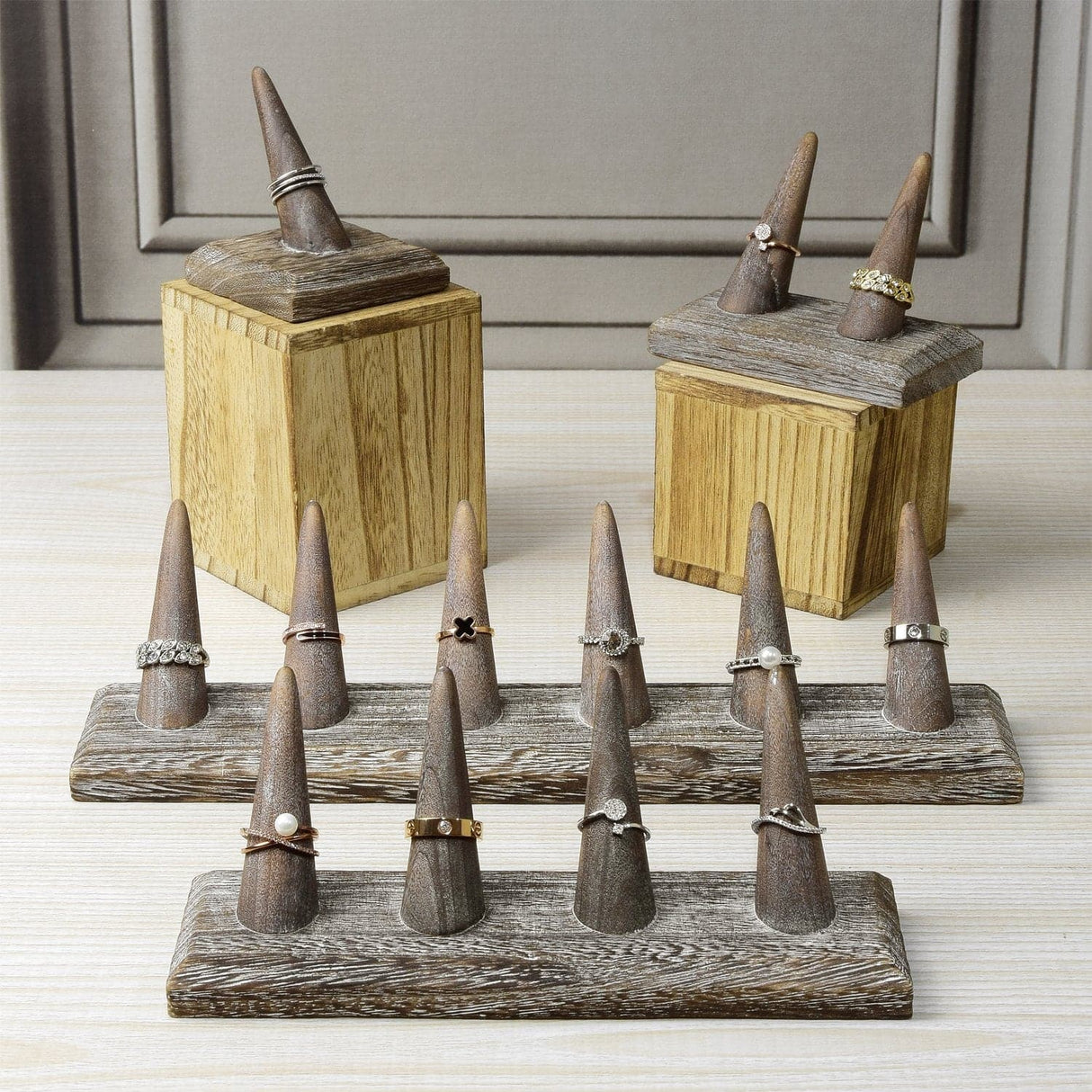 #WDT326RX2 Wooden Finger Ring Holder Stand