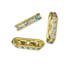 Gold-Silver Rhinestone Trapezium Spacer 16 x 5mm