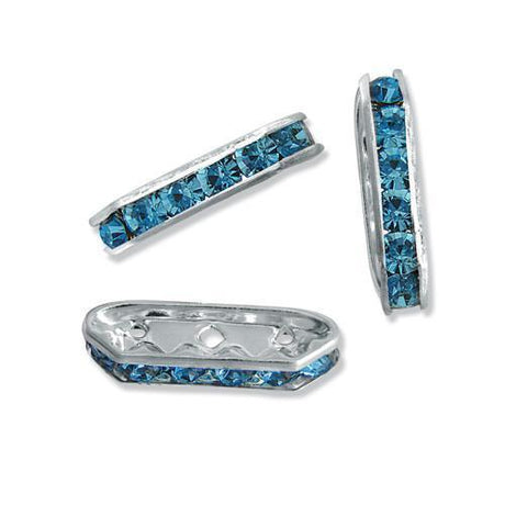 Gold-Silver Rhinestone Trapezium Spacer 21 x 6mm