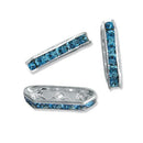 Gold-Silver Rhinestone Trapezium Spacer 21 x 6mm