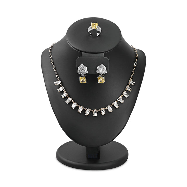 #185-1L-BK Deluxe jewelry Combination bust display with PU leather and designed to showcase earrings, rings, and necklaces