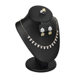 #185-1L-BK Deluxe jewelry bust display is crafted with PU leather and designed to showcase earrings, rings, and necklaces in one elegant jewelry display stand