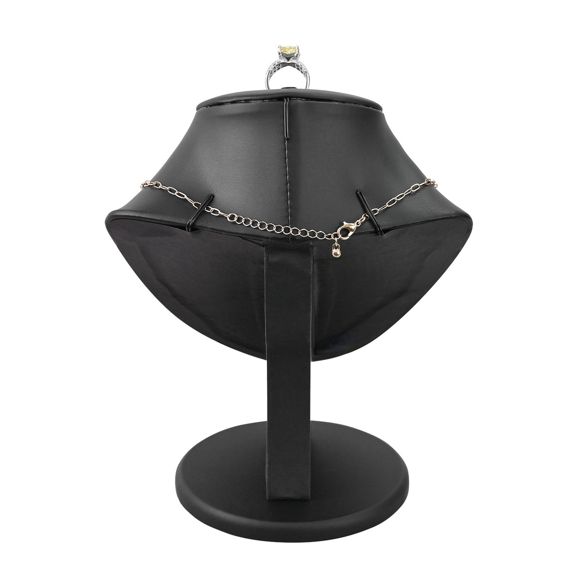 #185-1L-BK Deluxe jewelry Combination bust display with PU leather and designed to showcase earrings, rings, and necklaces