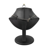 #185-1L-BK Deluxe jewelry bust display is crafted with PU leather and designed to showcase earrings, rings, and necklaces in one elegant jewelry display stand