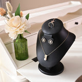 #185-1L-BK Deluxe jewelry Combination bust display with PU leather and designed to showcase earrings, rings, and necklaces