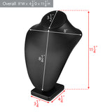 #189-2L-BK Deluxe Faux Leather Jewelry Necklace Display Holder, 11”H, Black Faux Leather