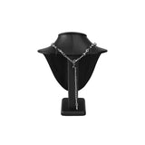 #189-3L-BK Deluxe Faux Leather Small Jewelry Necklace Display Holder,7”H, Black Faux Leather