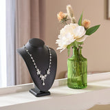 #189-3L-BK Deluxe Faux Leather Small Jewelry Necklace Display Holder,7”H, Black Faux Leather