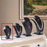 #189-6L-BK Deluxe Faux Leather Small Jewelry Necklace Display Holder,7”H, Black Faux Leather