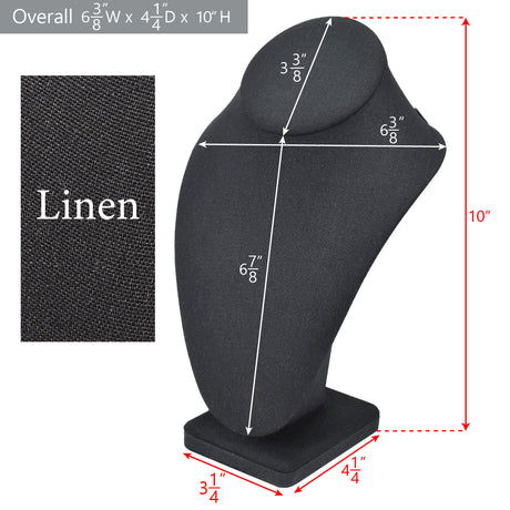 #189-7-LNBK Jewelry Display Bust , Black Linen