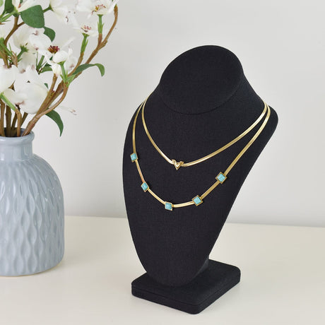 #189-7-LNBK Jewelry Display Bust , Black Linen