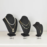 #189-7-LNBK Jewelry Display Bust , Black Linen