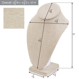 #189-7-LNT Necklace Display Bust , Tan Linen