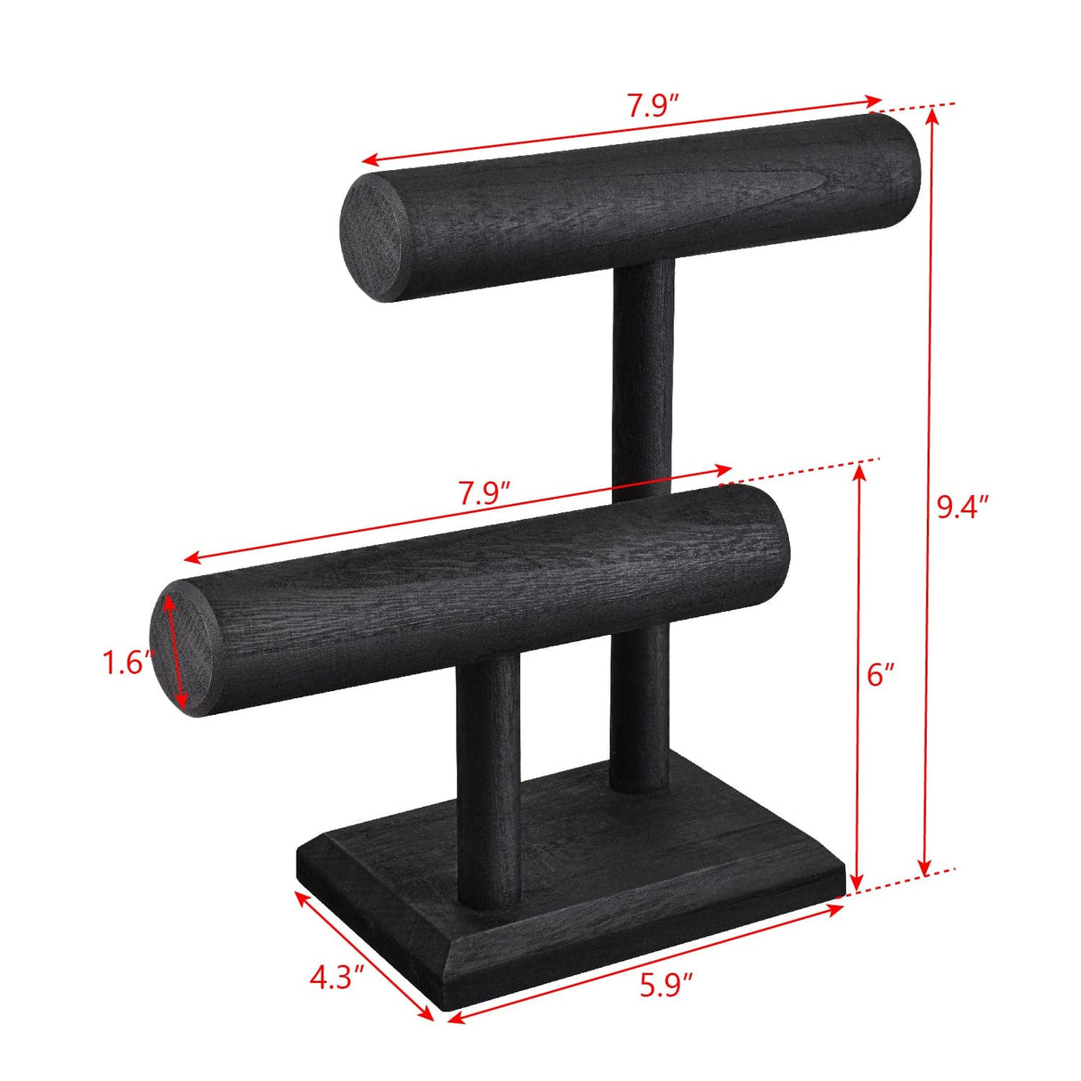 Wooden 2 Tier Bracelet T Bar Jewelry and Watch Display