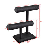 Wooden 2 Tier Bracelet T Bar Jewelry and Watch Display