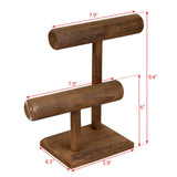Wooden 2 Tier Bracelet T Bar Jewelry and Watch Display