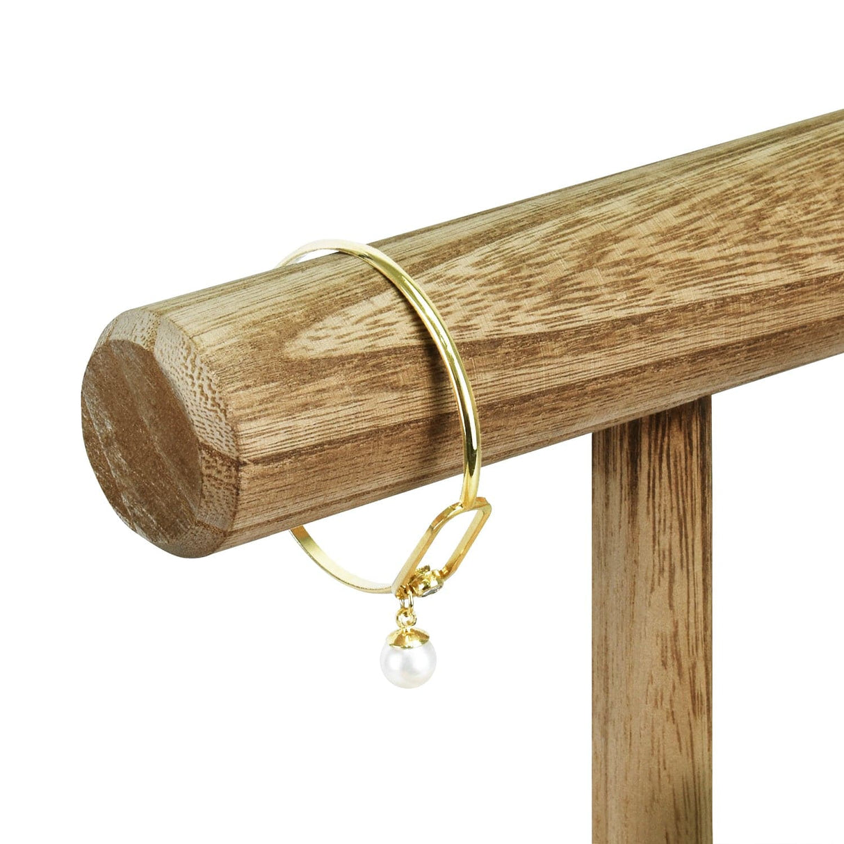 Wooden 2 Tier Bracelet T Bar Jewelry and Watch Display