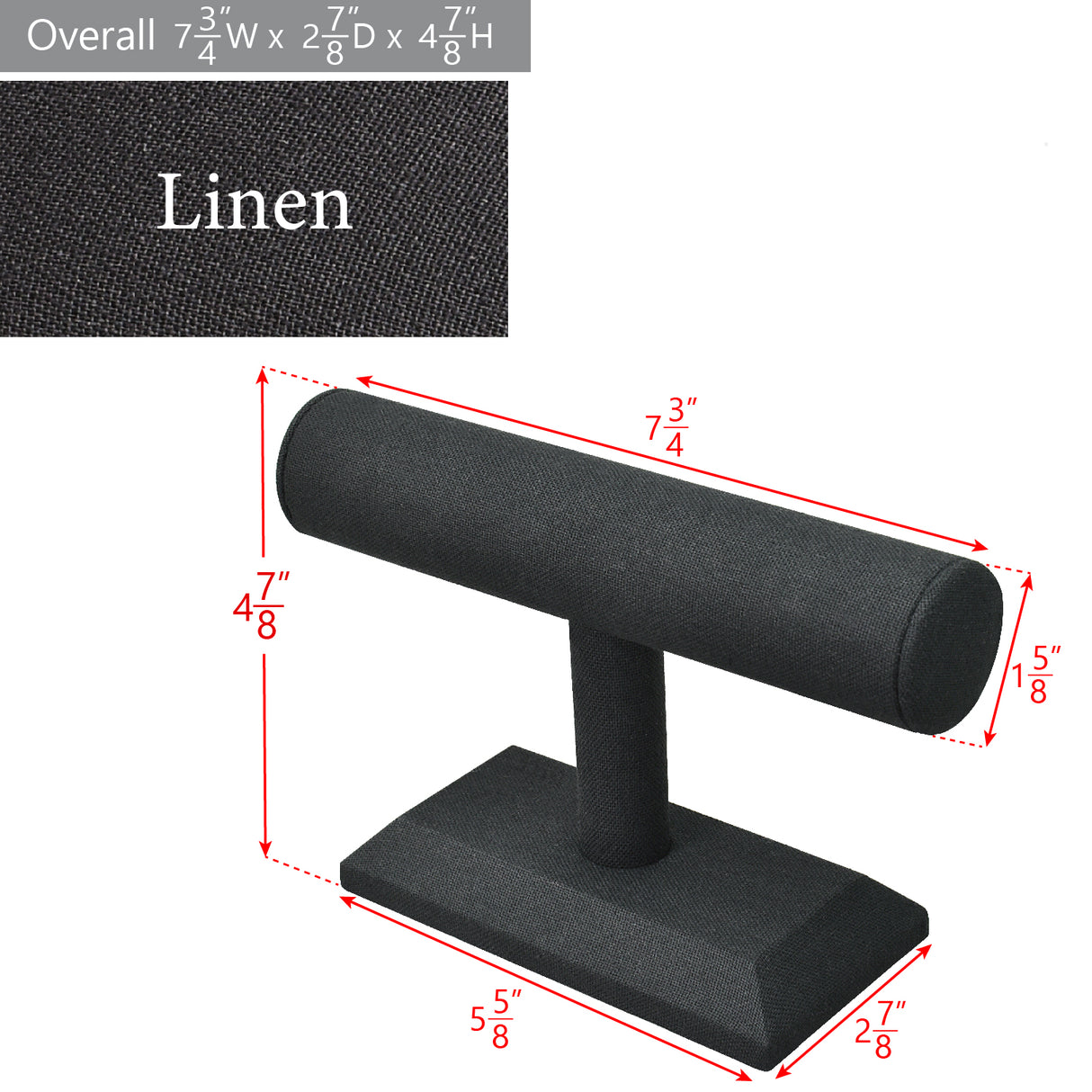 #219-LNBK Linen-Covered Wood Jewelry Display, Black color