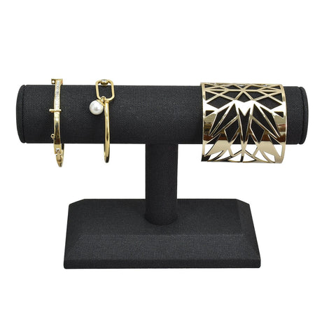 #219-LNBK Linen-Covered Wood Jewelry Display, Black color