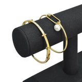 #219-LNBK Linen-Covered Wood Jewelry Display, Black color