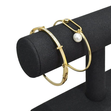 #219-LNBK Linen-Covered Wood Jewelry Display, Black color
