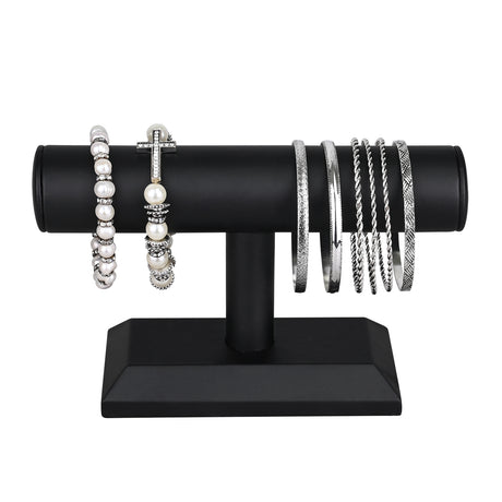 #219L-BK  Black Deluxe PU Faux Leather Jewelry Display Holder Organizer,Black